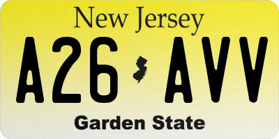 NJ license plate A26AVV