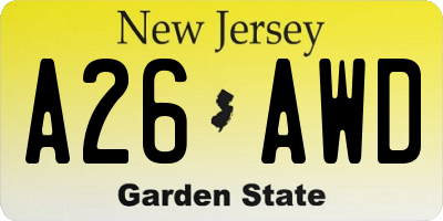 NJ license plate A26AWD
