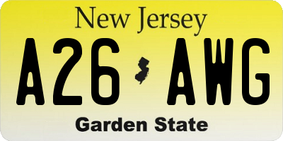 NJ license plate A26AWG