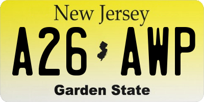 NJ license plate A26AWP