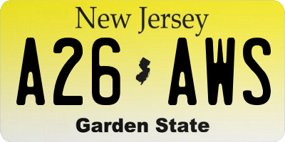 NJ license plate A26AWS
