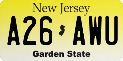 NJ license plate A26AWU