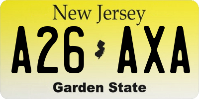 NJ license plate A26AXA