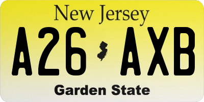 NJ license plate A26AXB