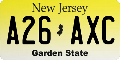 NJ license plate A26AXC