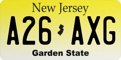 NJ license plate A26AXG