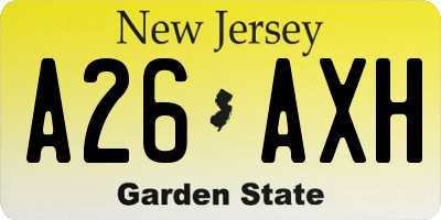 NJ license plate A26AXH