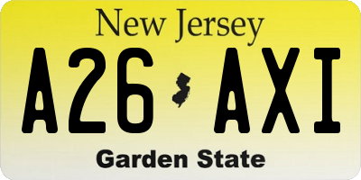 NJ license plate A26AXI