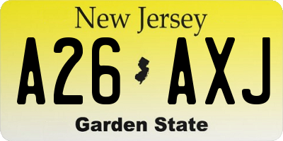 NJ license plate A26AXJ