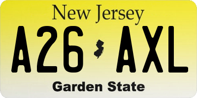 NJ license plate A26AXL