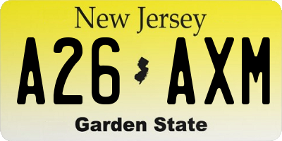 NJ license plate A26AXM