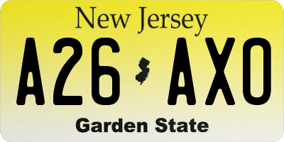 NJ license plate A26AXO