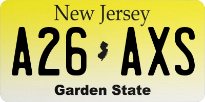 NJ license plate A26AXS