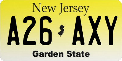 NJ license plate A26AXY