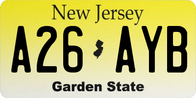 NJ license plate A26AYB