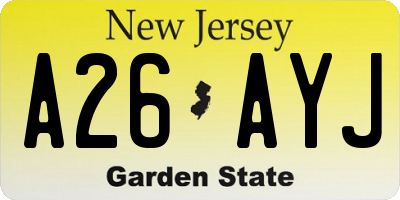NJ license plate A26AYJ