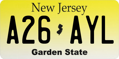NJ license plate A26AYL