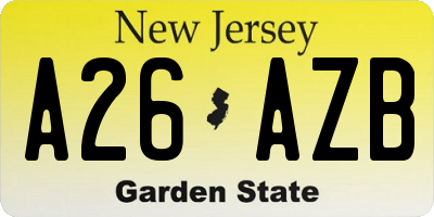 NJ license plate A26AZB
