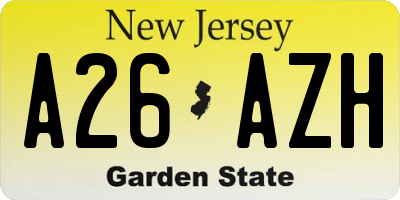 NJ license plate A26AZH