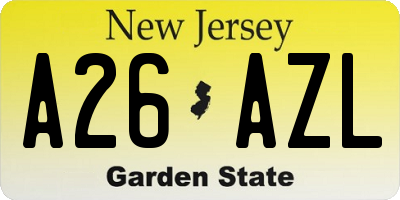 NJ license plate A26AZL
