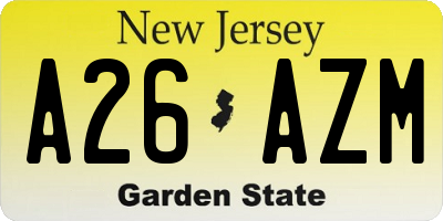 NJ license plate A26AZM
