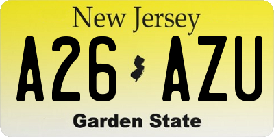 NJ license plate A26AZU
