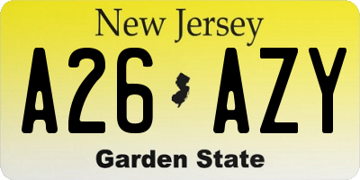 NJ license plate A26AZY