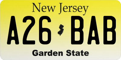 NJ license plate A26BAB