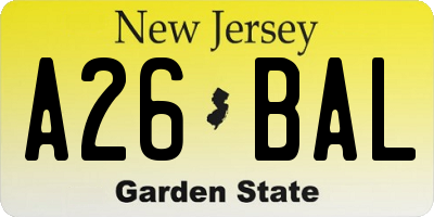 NJ license plate A26BAL