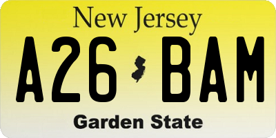 NJ license plate A26BAM