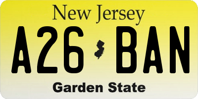 NJ license plate A26BAN