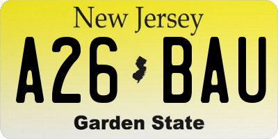 NJ license plate A26BAU