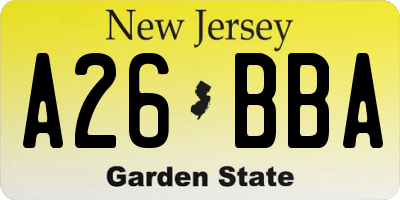 NJ license plate A26BBA