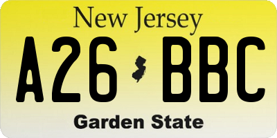 NJ license plate A26BBC