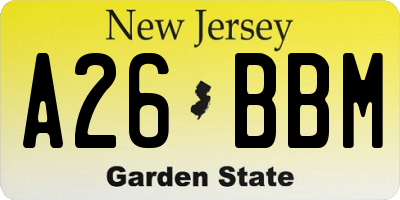 NJ license plate A26BBM