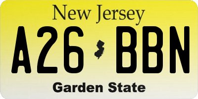 NJ license plate A26BBN