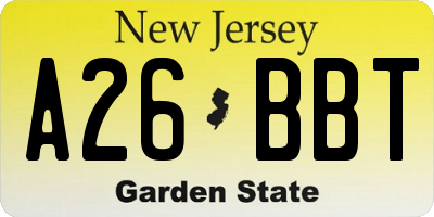 NJ license plate A26BBT