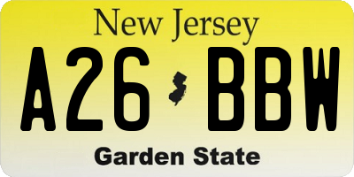 NJ license plate A26BBW