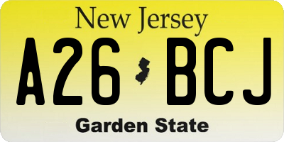 NJ license plate A26BCJ