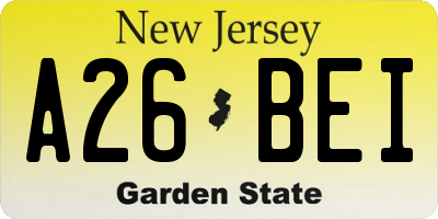 NJ license plate A26BEI