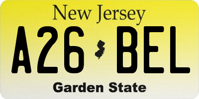 NJ license plate A26BEL