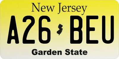 NJ license plate A26BEU