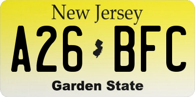 NJ license plate A26BFC