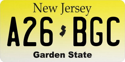 NJ license plate A26BGC
