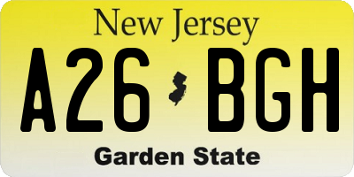 NJ license plate A26BGH