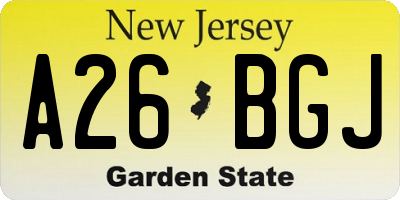NJ license plate A26BGJ
