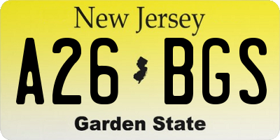 NJ license plate A26BGS