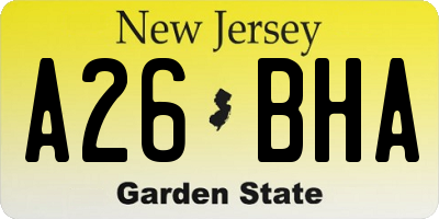 NJ license plate A26BHA