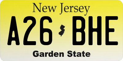 NJ license plate A26BHE
