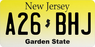 NJ license plate A26BHJ